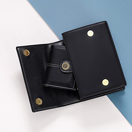 Image of SENDEFN Small Womens Wallet Leather Bifold Card Holder RFID Blocking with Zipper Coin Pocket