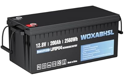 WOXABHSL 12V 200Ah Plus Lithium LiFePO4 Battery, Built-in 200A BMS, 4000+ Deep Cycles, Max 2560W Power Output, FCC&UL Certificates, 10-Year Lifetime, Perfect for RV, Solar, Marine, Off-Grid, etc.