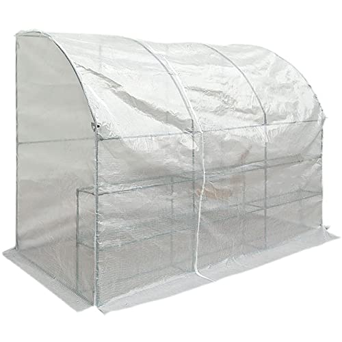 Invernadero Planta Invernadero – Muro Inclinado Jardín Exterior Invernadero Invernadero con Marco de Acero Resistente, Regalos de jardinería para Mujeres Mayores (Color : White)