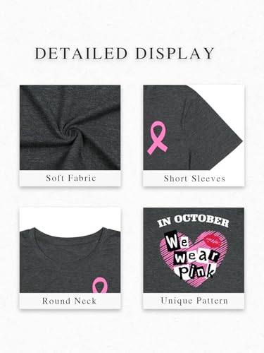 Breast Cancer Shirts for Women Cancer Awareness Shirt Pink Ribbons Tee Tops - image 6
