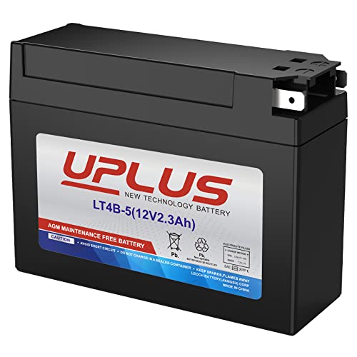 Motorcycle Battery YT4B-BS UPLUS LT4B-5 High Performance & Maintenance Free - AGM Batteries Replacement Battery for Suzuki and Yamaha Motorcycle 12V 2.3AH Tab Terminal
