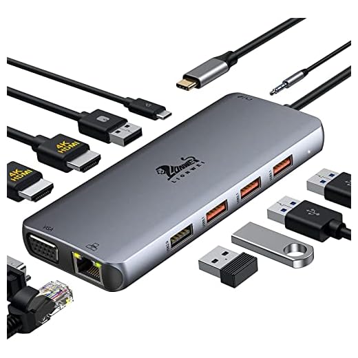 USB C Docking Station Dual Monitor, 11-in-1 USB-C Laptop Docking Station to Dual 4K HDMI,VGA,Gigabit Ethernet,3 USB 3.1 10G,2 USB 2.0,87W PD,Audio for Dell/Surface/HP/Lenovo Laptops