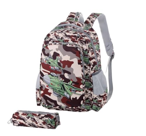 styluxuk Unisex Children Backpack with Pencil Case Travel School Bag Kids Rucksack Bag (Camouflage)