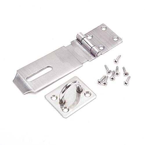Image of MroMax Hasp Staple Padlock Latch, 146mm Length,Stainless Steel Furniture Cupboard Door Stainless Steel Silver Tone 1pcs