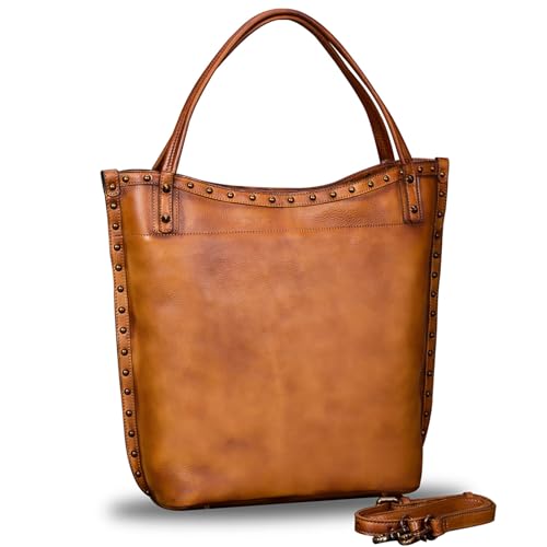 Bolso bandolera de cuero genuino para mujer color marrón miniatura 1