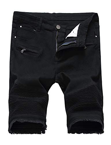 WISHPIG Men's Slim Fit Denim Ripped Shorts Summer Casual Denim Shorts