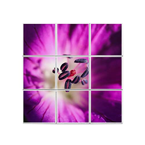 Carreaux céramique fleur violette 20x20 cm | Lot de 9