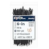 ZipTie.com 6-Inch Black Nylon Beaded Zip Ties - 18-lb Tensile Strength Cord Management - UL Listed Reusable Cable Ties - UV Resistant, Indoor & Outdoor Multi-Purpose (100-Pack)