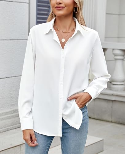 Womens Long Sleeve Button Down Shirt Ultra-Soft Stretch Wrinkle-Free Work Casual Business Office Blouse3
