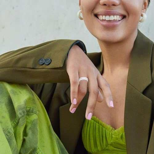 Stackable Silicone Wedding Bands for Her - Comfortable Braided Thin Rubber Promise Rings - 4 Rings4