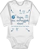 Shirtracer Baby Strampler Mädchen & Junge - Papa du schaffst das Feuerwehr Junge - 3/6 Monate - Weiß - Papa du schaffst das - BZ30 - Baby Body Langarm