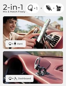 LISEN for MagSafe Car Phone Mount for iPhone 18 Pro Max, Magnet Magnetic Phone Holders for Your Car 2-in-1 Vent Dashboard Magnet Cell Phones Holder Mounts fit iPhone 18 Pro Max 17 16 15 14 13 12 — photo 2 of 6