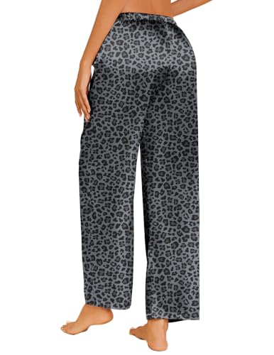 Image of Ekouaer Womens Silk Satin Pajama Lounge Pants Sleep Pj Bottoms with Pockets