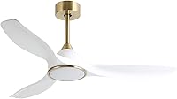 52 Inch White Gold Modern Ceiling Fan with Dimmable LED Lights, Quiet 6-Speed DC Motor, Remote Control & Reversible Blades