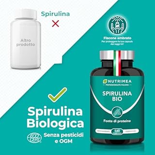 SPIRULINA BIOLOGICA PURA | 540 Compresse | 1500 mg | Ricca di Proteine, Ficocianina, Vitamine e Minerali | Energia e Difese Immunitarie | 100% Naturale | Nutrimea