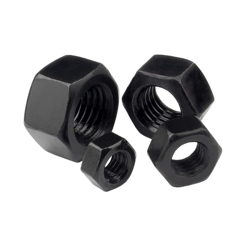 Hex Nuts 304 Stainless Steel Black Zink Plating Machine Nuts Lock Screw Caps Full Thread Metric Fasteners M3.5 (50 Pcs)