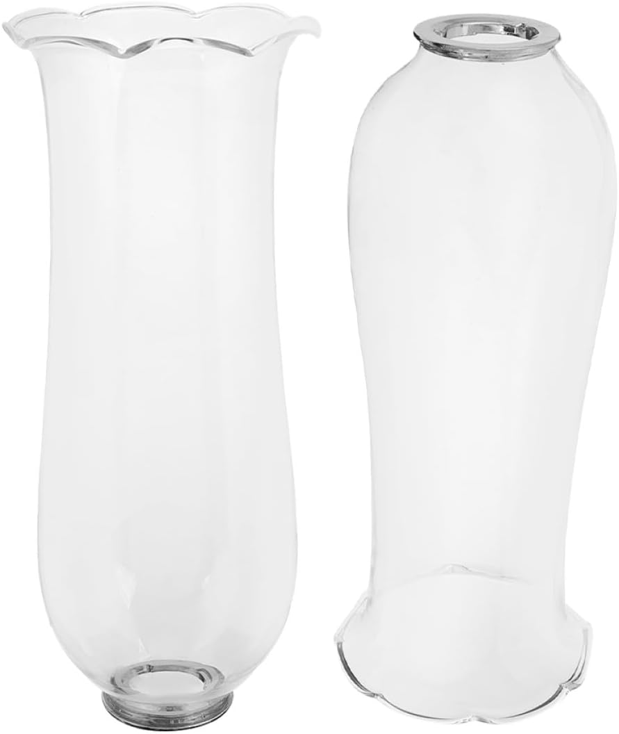 Ciieeo Windproof Glass Hurricane Candle Holder 2pc Set 8.5x21cm, Glass Lamp Shade Protector for Home Decor and Outdoor Use