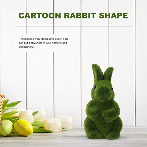 STOBOK Estatueta de Coelho de Musgo de Páscoa Peludo Reunido Estátua de Coelho Verde Em Pé Escultura