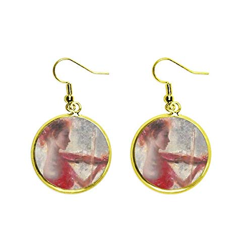 Pendientes de Lotus en rojo con acabado óleo y baño dorado exquisito para ocasiones especiales
