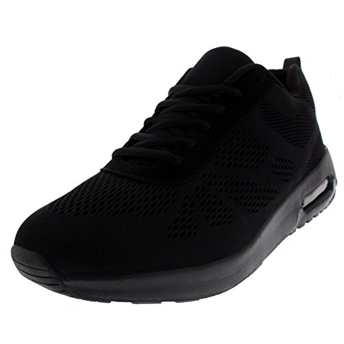Mens Cushioned Running Walking Sports Gym Lightweight Athletic Trainers - Black/Black/Black - UK10/EU44 - BS0195
