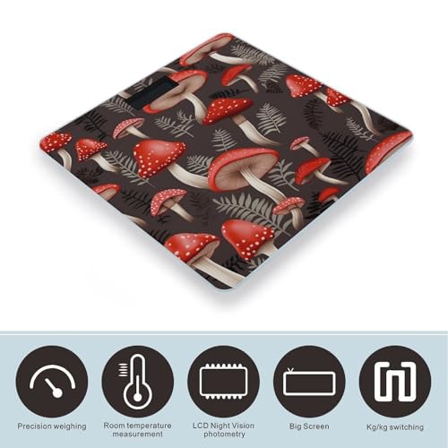 Báscula Digital de Baño Red Mushrooms en Vidrio Templado miniatura 3