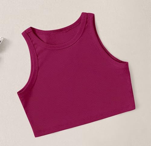 Image of (Pack of 3) Stylish Sleeveless Round Neck Ribbed Tank Tops for Women and Western Crop Top