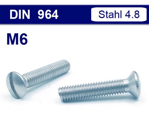 Linsensenkschraube mit Schlitz - DIN 964 / ISO 2010 - Stahl verzinkt (M6 x 35, 50 Stück)