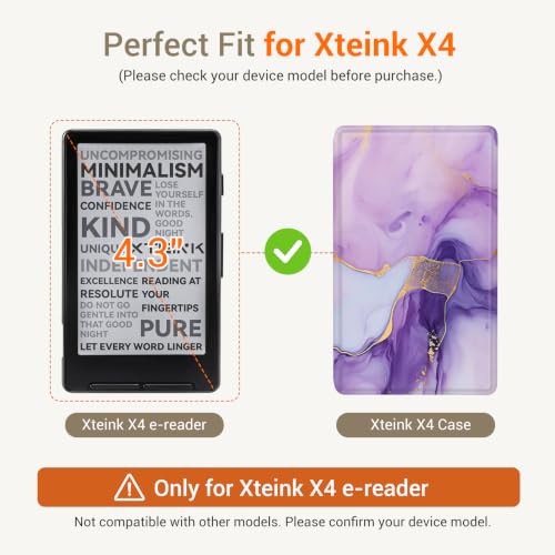 Image of CoBak Magnetic Case for XTEINK X4, Ultra-Lightweight Protective Cover for Xteink X4 E-Reader, Secure Magnetic Attachment(Amethyst Veins)