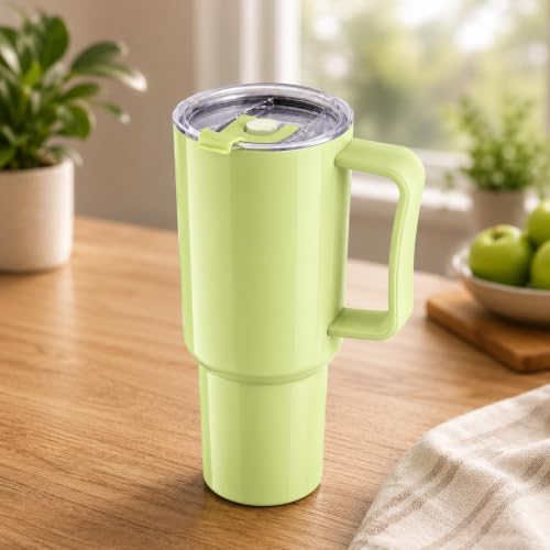 Image of Clazkit 1800ML Tumbler with Handle & Straw, Plastic Travel Cup, Leakproof Reusable Mug for Cold Beverages, Office, Gym & Car -BLUE