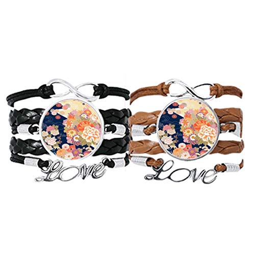 Bracelet couple cuir Japon Pivoine DIYthinker pour un cadeau romantique unique
