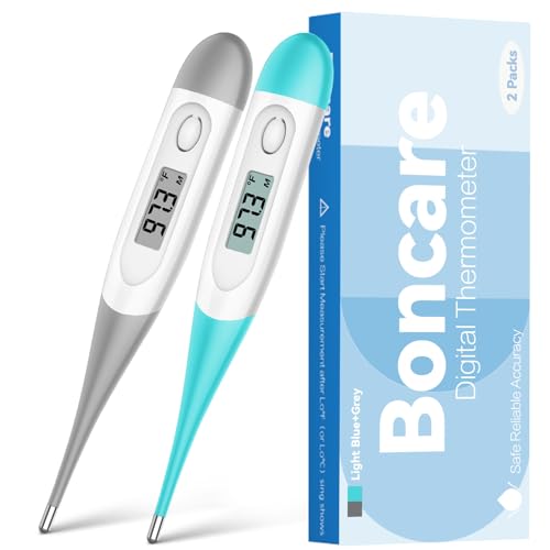 2 Packs, Basal Digital Thermometer,Grey+Blue Green