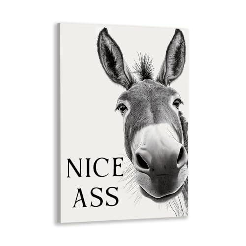 DSWEGVR Black and White Donkey Bathroom Wall Art Decor Nice