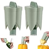 Paprikaent Kerner, 2-in-1 Paprikaent Kerner, 2 Stück Paprika Kernentferner, Paprikaentferner für schnelles Schneiden und Entkernen, Jalapeno Ausstecher, Entkernerwerkzeug für Gemü-se