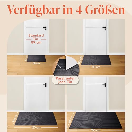 Blumtal Fußmatte 40x60 cm - rutschfeste Schmutzfangmatte - Fußabtreter Muster - Fußmatten Haustür - Türmatte aus langlebigem Polyester - Fußmatte innen/Schmutzfangmatte außen/Floor Mat Dunkelgrau