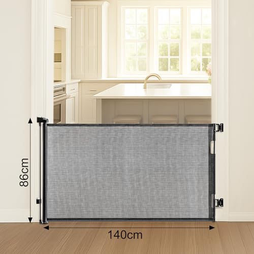 Treppenschutzgitter Ausziehbar 140cm Türgitter für Babys und Hunde, Schwarz