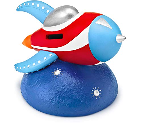 Mousehouse Gifts - Tirelire pour Enfant - Motif fusée sur la Lune - Fille/garçon - Rouge/Blanc/Bleu - 12 x 16 x 12 cm Cover
