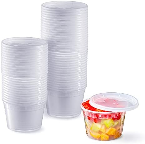 Pantry Value 16 oz. Plastic Deli Food Storage Containers with Airtight Lids [48 Sets]