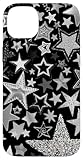 Black & White Rock Mosaic Star Y2K Stars Case for iPhone 14 Plus