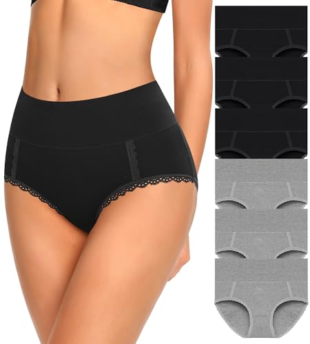 S-4XL Womens Cotton Underwear High Waist Postpartum Care Panties Soft Breathable No Muffin Briefs for Ladies(Multipack)