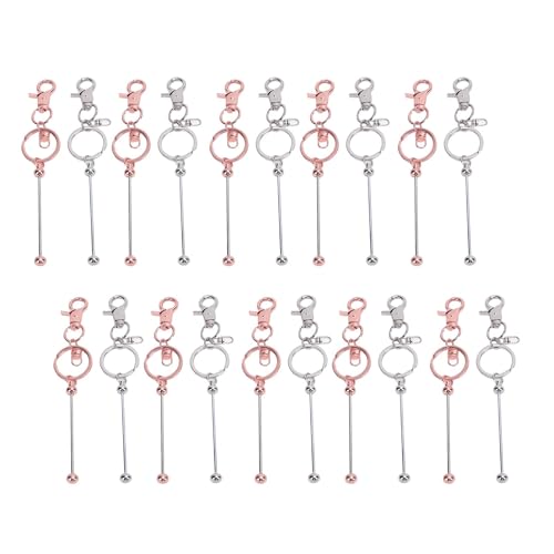Barres de porte-clés perles Kikumi : lot de 20 tiges rotatives en métal argent et or rose