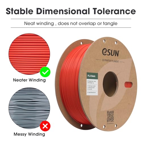 Image of eSUN PLA Basic Filament 1.75mm, 3D Printer Filament High Speed PLA for Fast Printing, 1KG Spool (2.2 LBS) 3D Printing Filament for High Speed 3D Printers, Red
