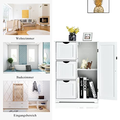 COSTWAY Meuble Bas Blanc (L x l x H) 60 x 30 x 81 cm