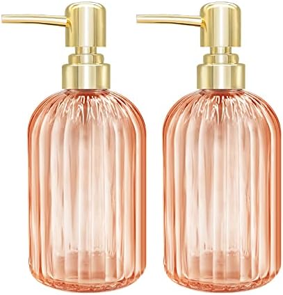Soap Dispenser - 2 Pack 14 Oz Kitchen Soap Dispenser with Pump, Bathroom Transparent Soap Dispenser Bottle for Hand Soap, Dish Soap or Lotion (Purple)