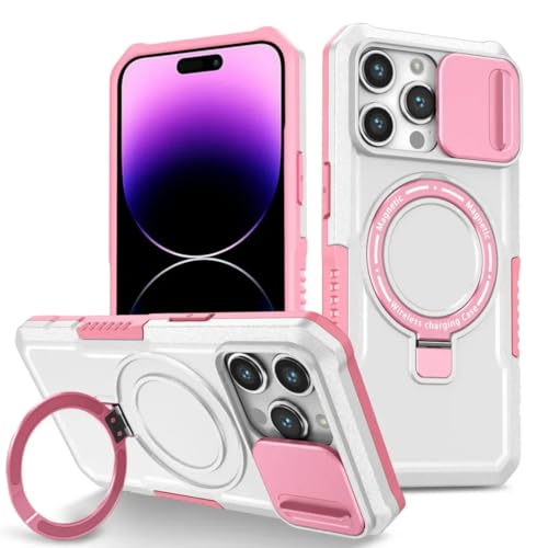 Coque iPhone 15 Plus anti-chute métal protège objectif coulissant rigide blanc rose