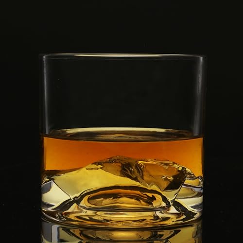 image for LIITON Mont Blanc Heavy Crystal Whiskey Glasses Gift Set of 2, Thick F