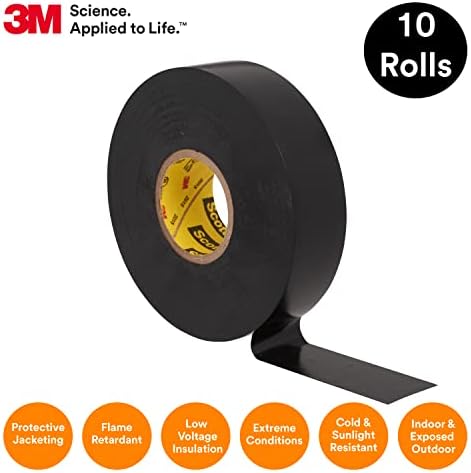 Scotch (R) Super 33+(TM) Vinyl Electrical Tape, 3/4 in x 20 ft, Black, 10 Rolls / Carton