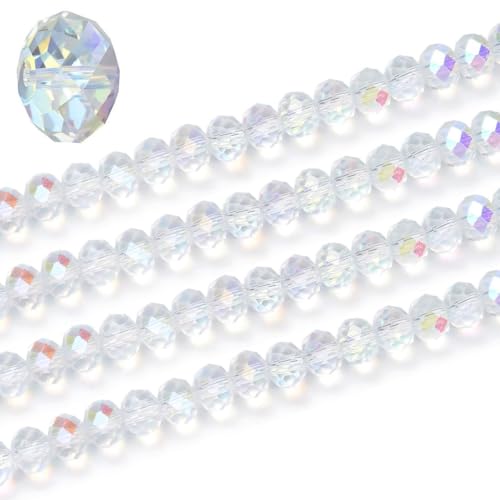 Image of 200pcs Czech Faceted Rondelle Crystal Glass Beads 6mm Bulk Crystal AB