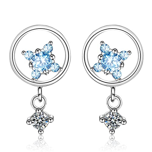 Aquamarine Ear Drops Sweet Fresh Circle : boucles d'oreilles légères sans douleur pour étudiantes