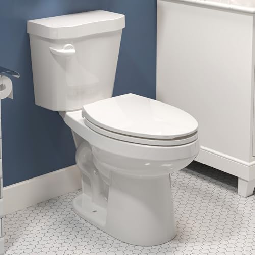 HOROW 17 Inch Tall Toilet, Two-Piece Elongated Toilet with ADA Comfort Chair Height Seat, Powerful 1.28 GPF Single Flush Toilet for Bathroom, 12