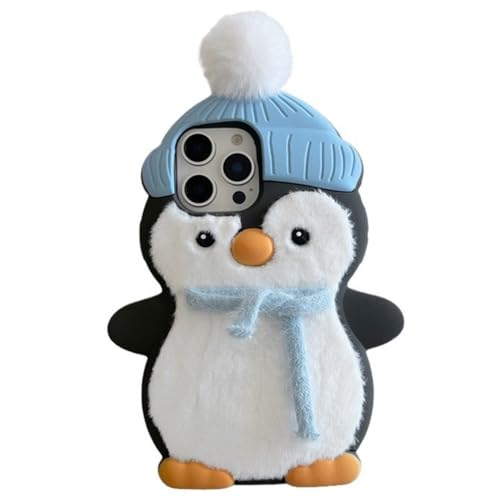 MAYABABY iphone 15ケース おもしろ お洒落 3D 趣味 可?い もこもこ ぬいぐるみ ペンギン スカーフ 動物 シリコンのTPUソフトケース 漫画 フルカバー 個性 韓国風 アイフォン16/16pro専用 耐衝撃 落下防止 人気 おしゃれ